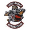 Lot de 3 grands patchs Loup Solitaire motard moto rouge pour dos de veste
