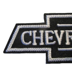 Patch Logo Chevrolet Schwarz und Weiß 10,5x4cm Aufbügler
