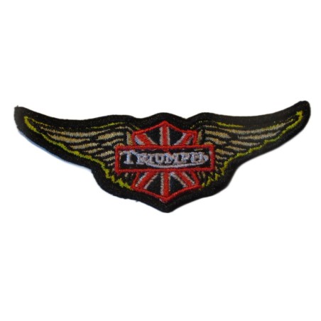 Mini patch Triumph avec ailes 8x2,5 cm - Drapeau UK - Moto Anglaise
