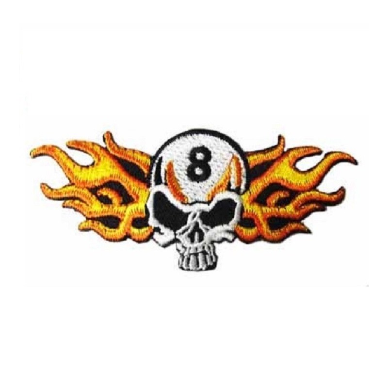 patch crane 8  flamme horizontal ecusson tete de  mort
