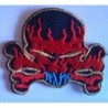 patch crane rouge flammes ecusson thermocollant biker rock