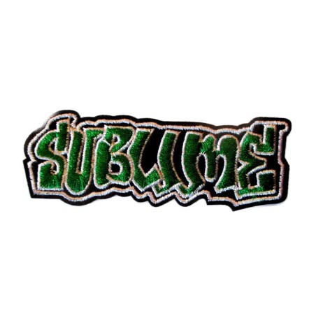 Kleiner Aufnäher Sublime Band Schwarz und Grün 9,5x3,5 cm Bügelbild Aufbügler für Jacke Hemd
