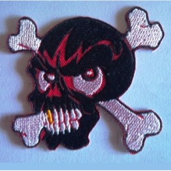 Patch Kran Pirat Schwarz Roter Blitz Aufbügler