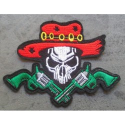 Patch crane à, chapeau et 2 pistolets - écusson thermocollant