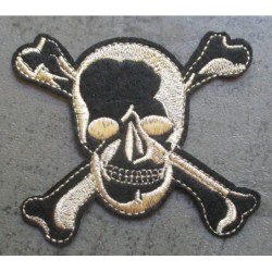 Patch crane pirate noir, or et doré - Écusson tête de mort