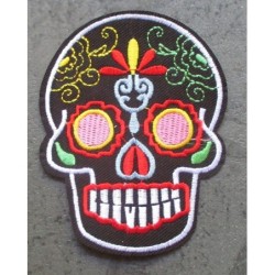 Patch crane  tête de mort écusson thermocollant rock roll