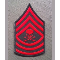Patch Épaulette Crâne Rouge Style Militaire Écusson Rockabilly
