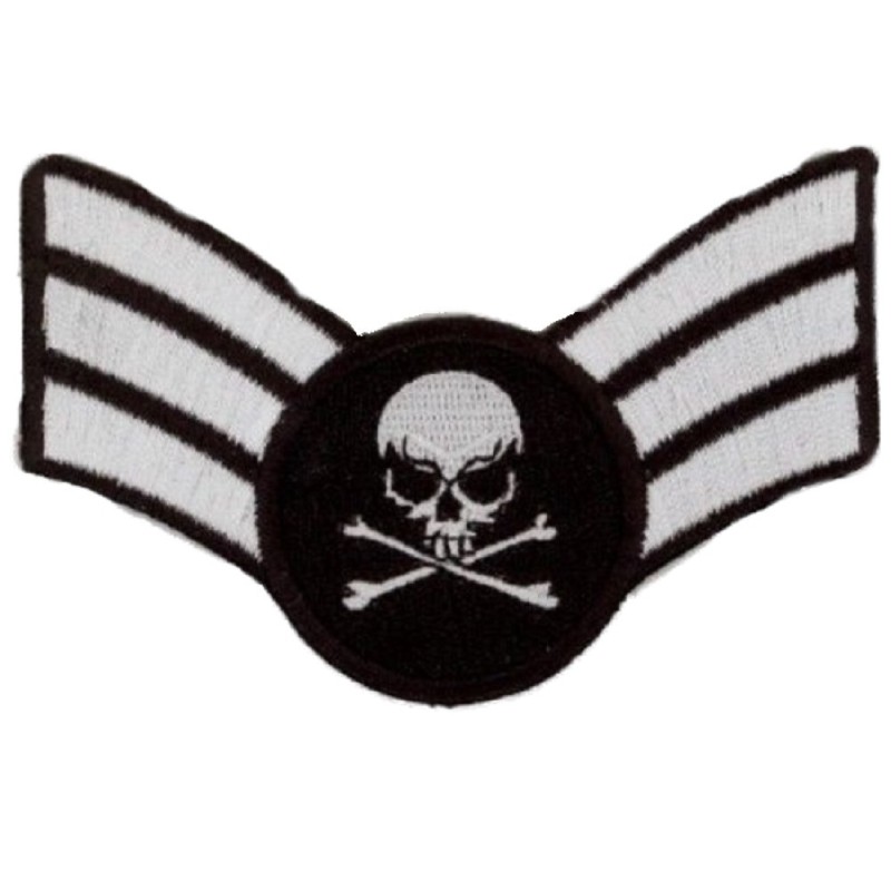 Patch MINI épaulette crâne blanc écusson tête de mort biker
