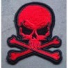 Patch crane Pirate Rouge Écusson Moto Tête de Mort Os