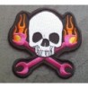 Patch crane avec clés et flammes - Écusson thermocollant