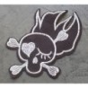 Patch crane  Flammes Noir Tête de Mort Écusson Thermocollant